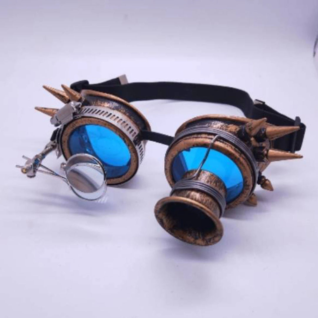 blue steampunk goggles