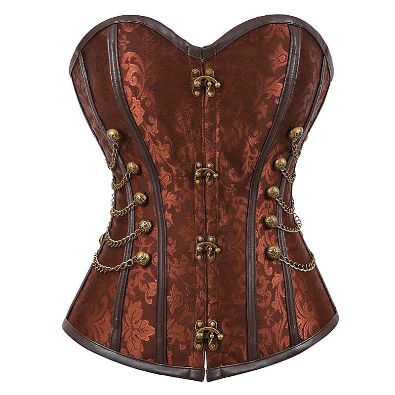 brown steampunk corset with decorative chains