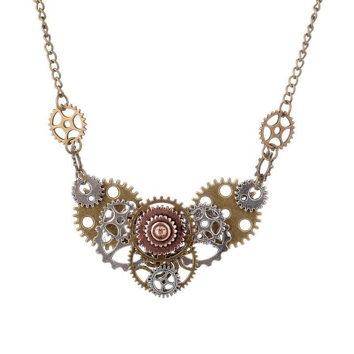 Steampunk necklace with cogs