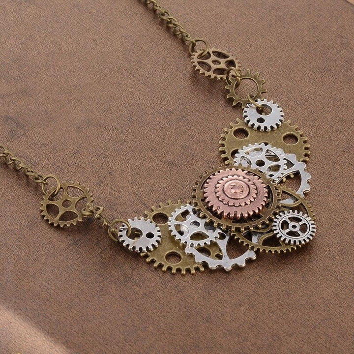 Steampunk necklace with cogs