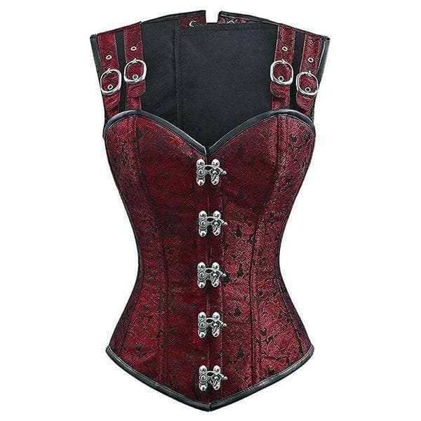 Red Brocade Steampunk corset