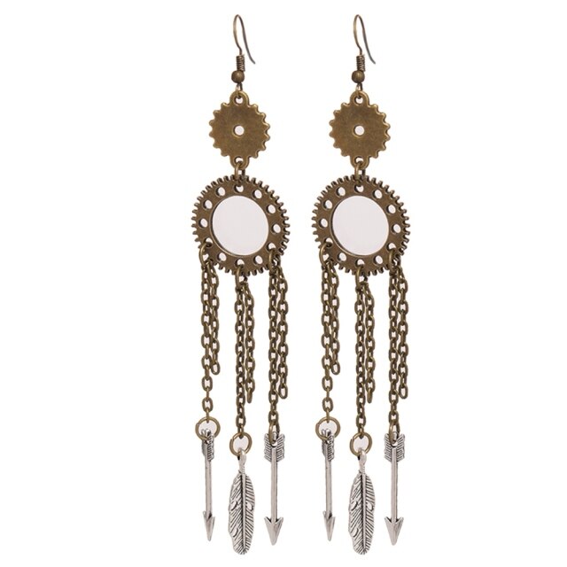 steampunk earrings with chains