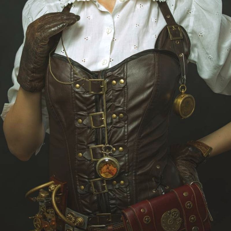 faux leather steampunk corset