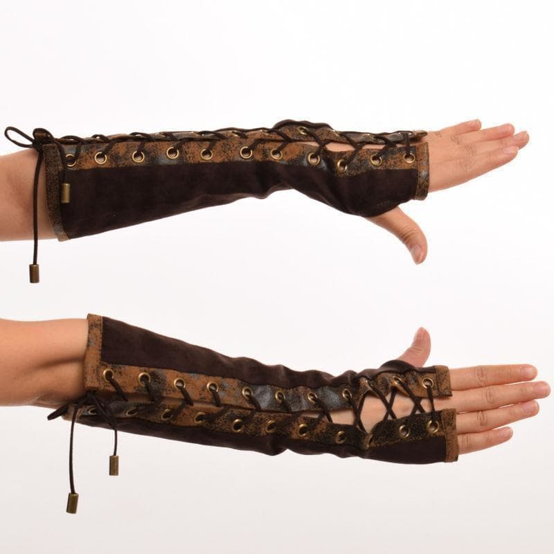 Brown steampunk gloves