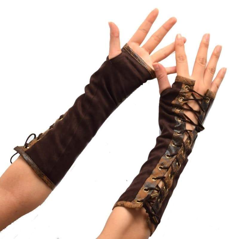 Brown steampunk gloves