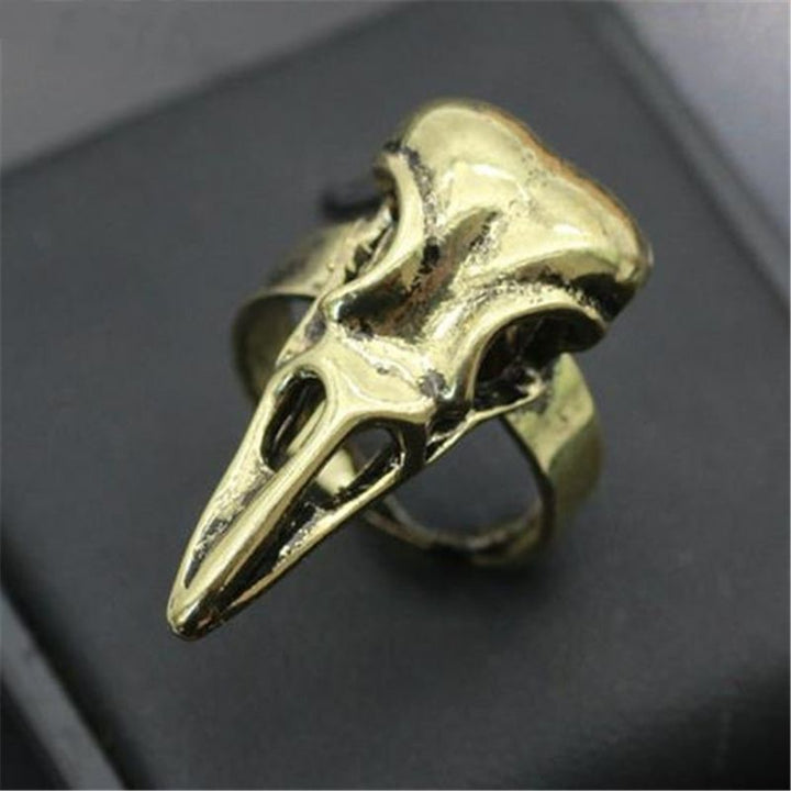 Golden Steampunk raven ring