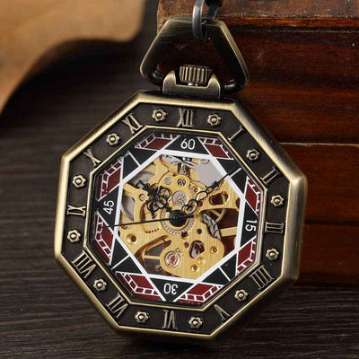 hexagon steampunk pocket watch