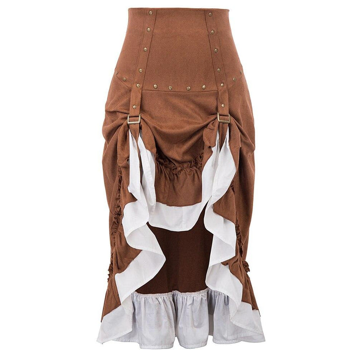 Brown pleated steampunk skirt