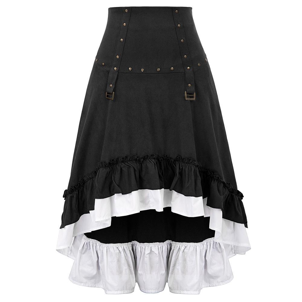 Brown pleated steampunk skirt