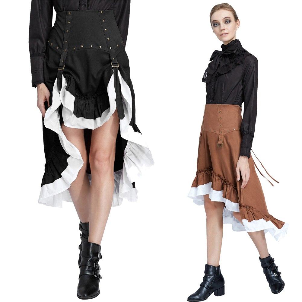 Brown pleated steampunk skirt