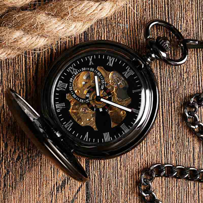 open black pocket watch