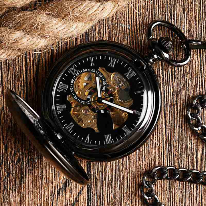 open black pocket watch