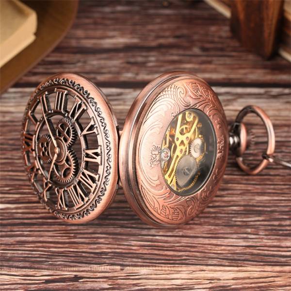 open steampunk pocket watch in bronze color