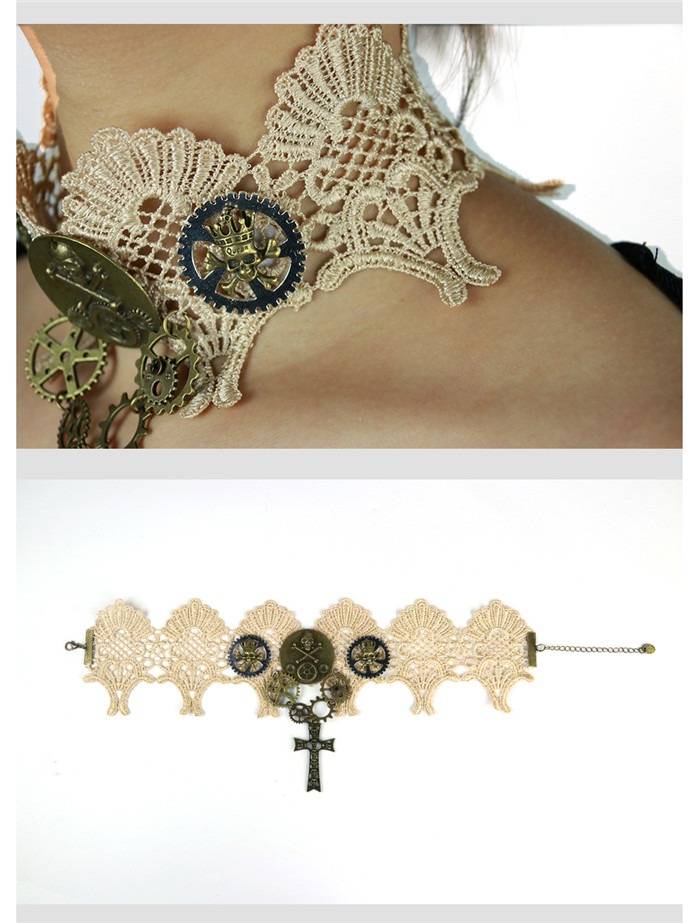 pirate steampunk choker white lace