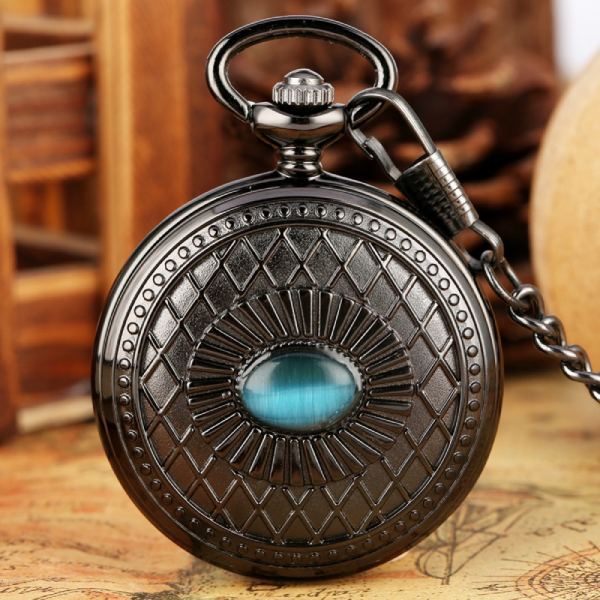 pocket watch with blue gem