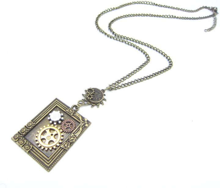 Steampunk photo frame necklace