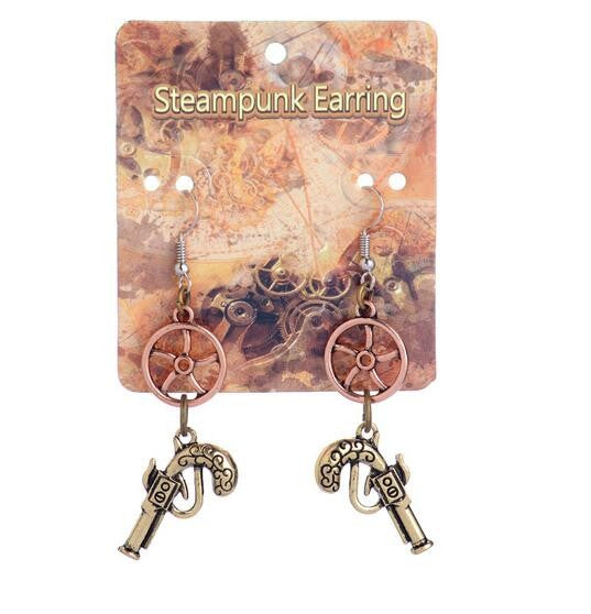 Steampunk gun earrings