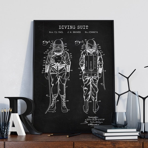 Steampunk diving suit wall art