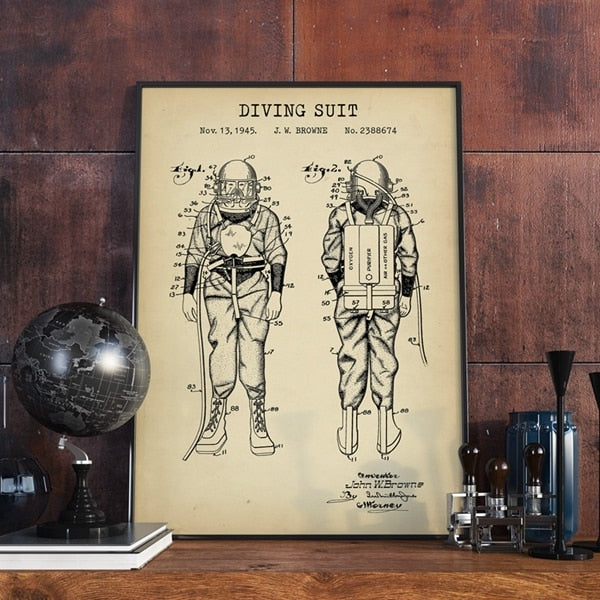 Steampunk diving suit wall art