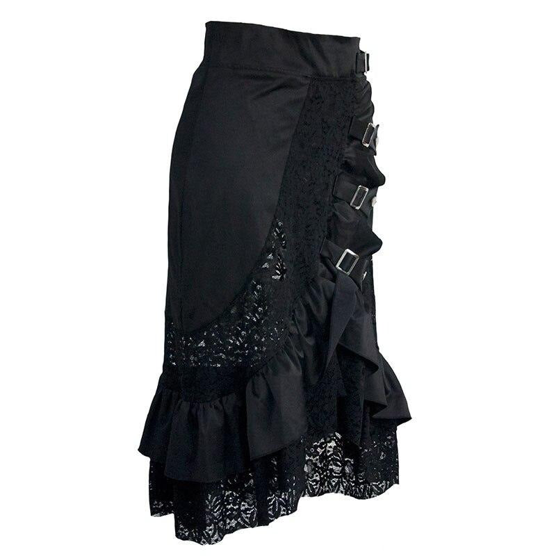 Steampunk skirt with front buckle