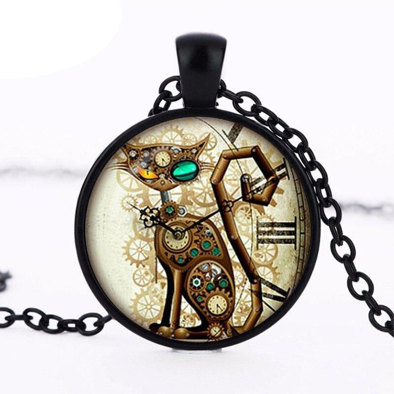 Steampunk cat necklace