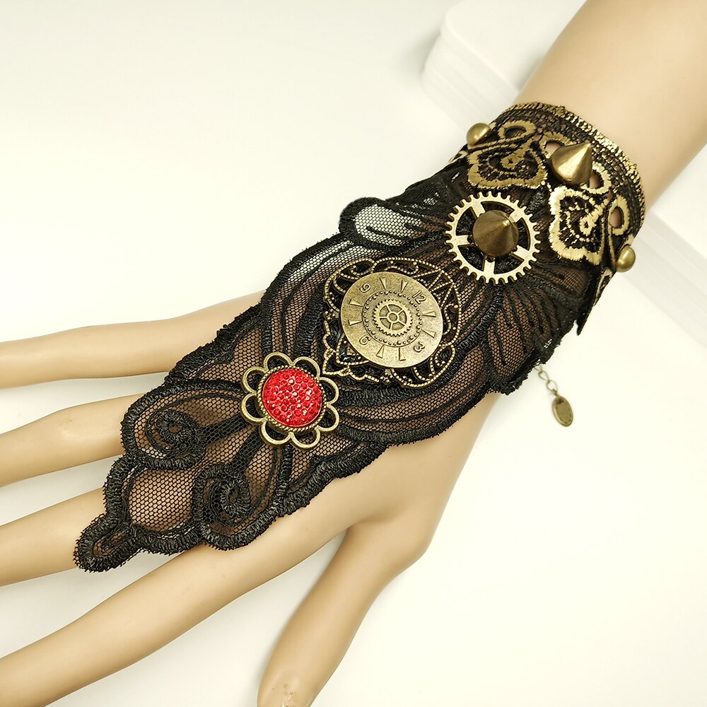 Steampunk back of hand gloves