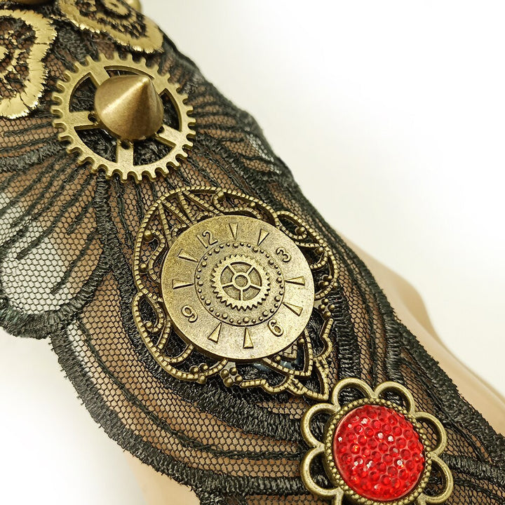 Steampunk back of hand gloves