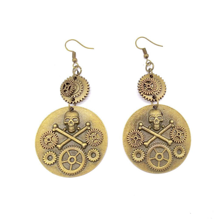 Steampunk pirate skull earrings