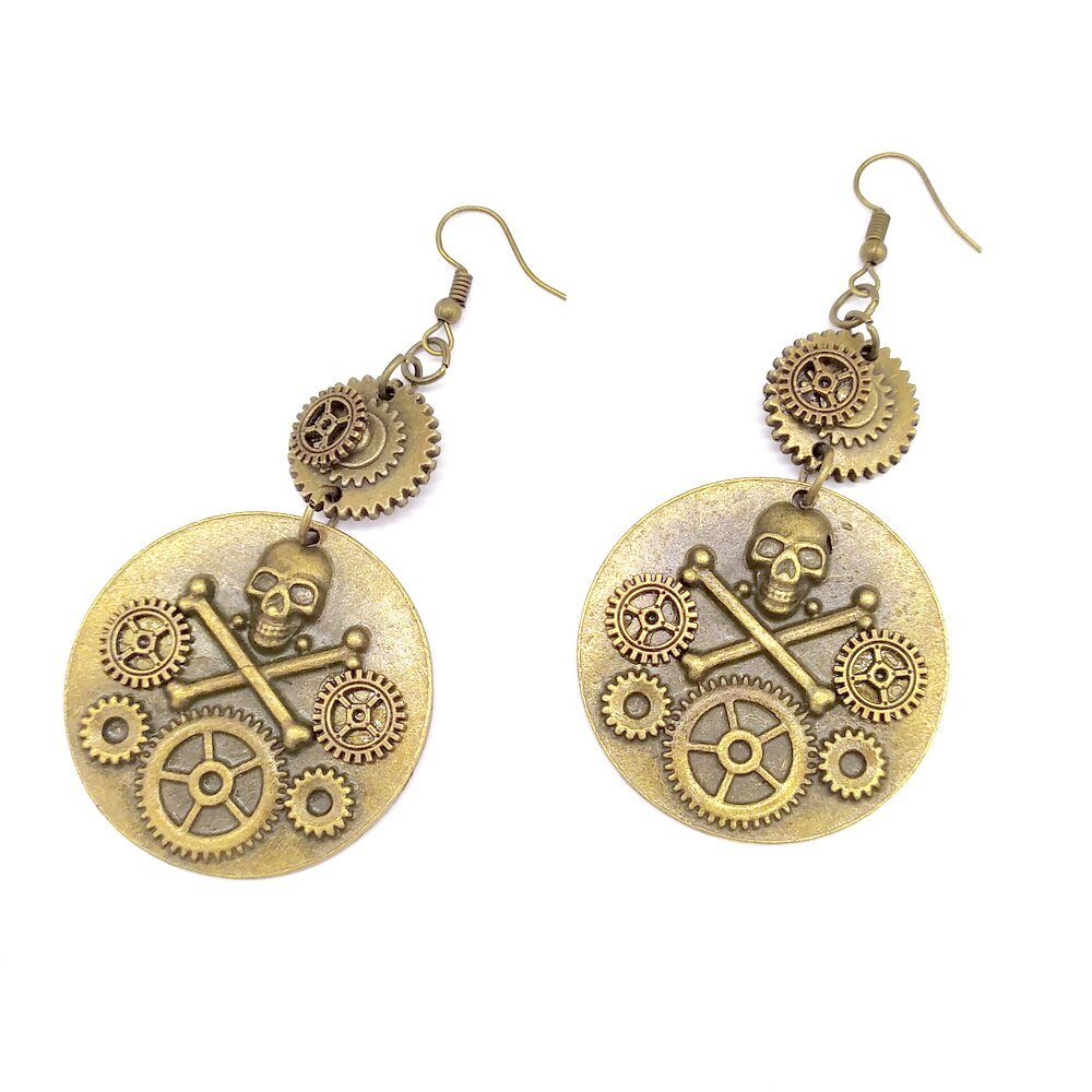 Steampunk pirate skull earrings