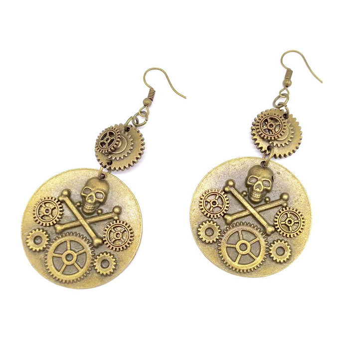 Steampunk pirate skull earrings