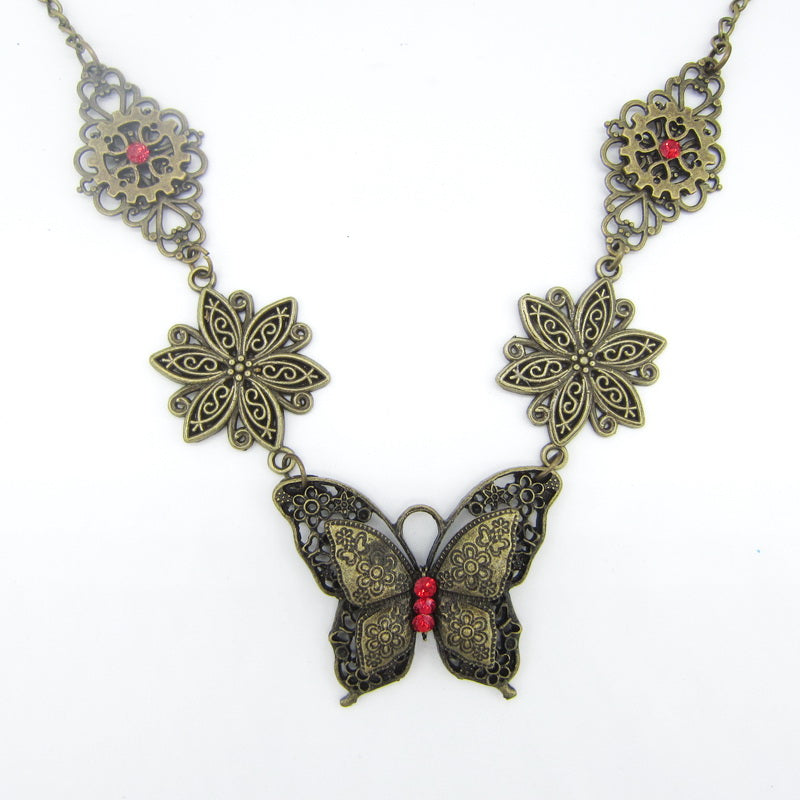 Antique Steampunk butterfly necklace