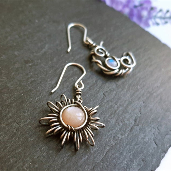 Steampunk sun and moon earrings