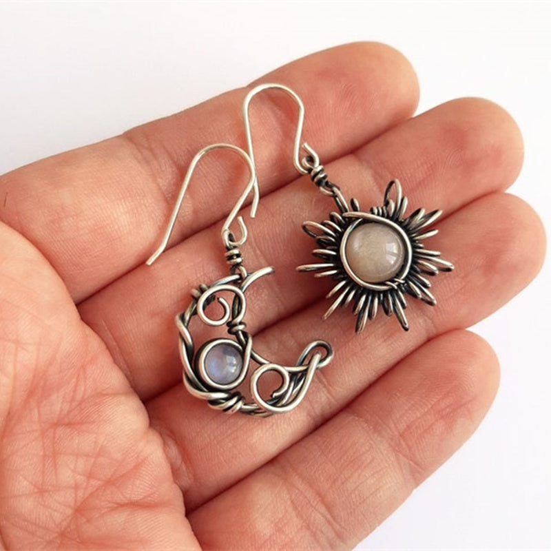 Steampunk sun and moon earrings