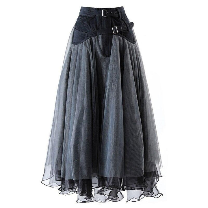 Denim and mesh Steampunk skirt