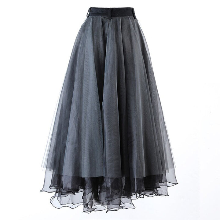 Denim and mesh Steampunk skirt