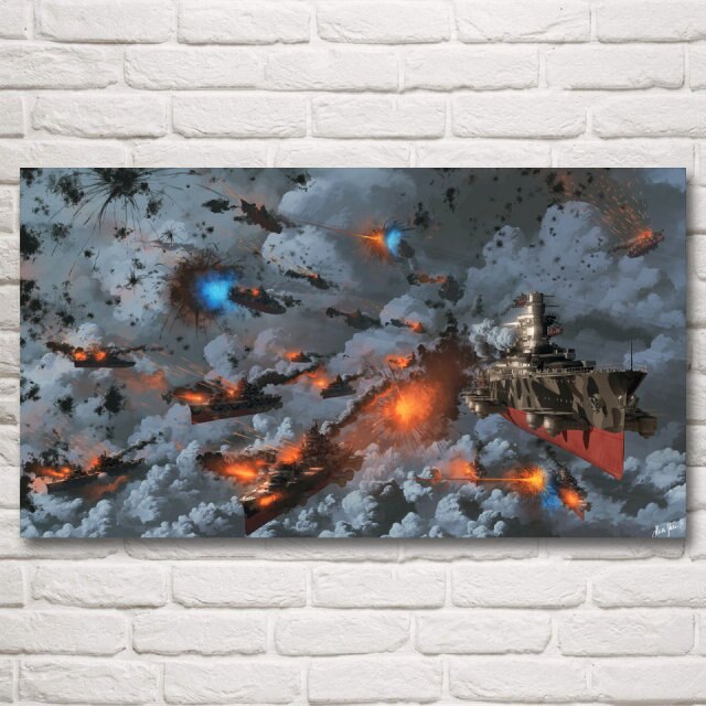 Steampunk sky war wall art