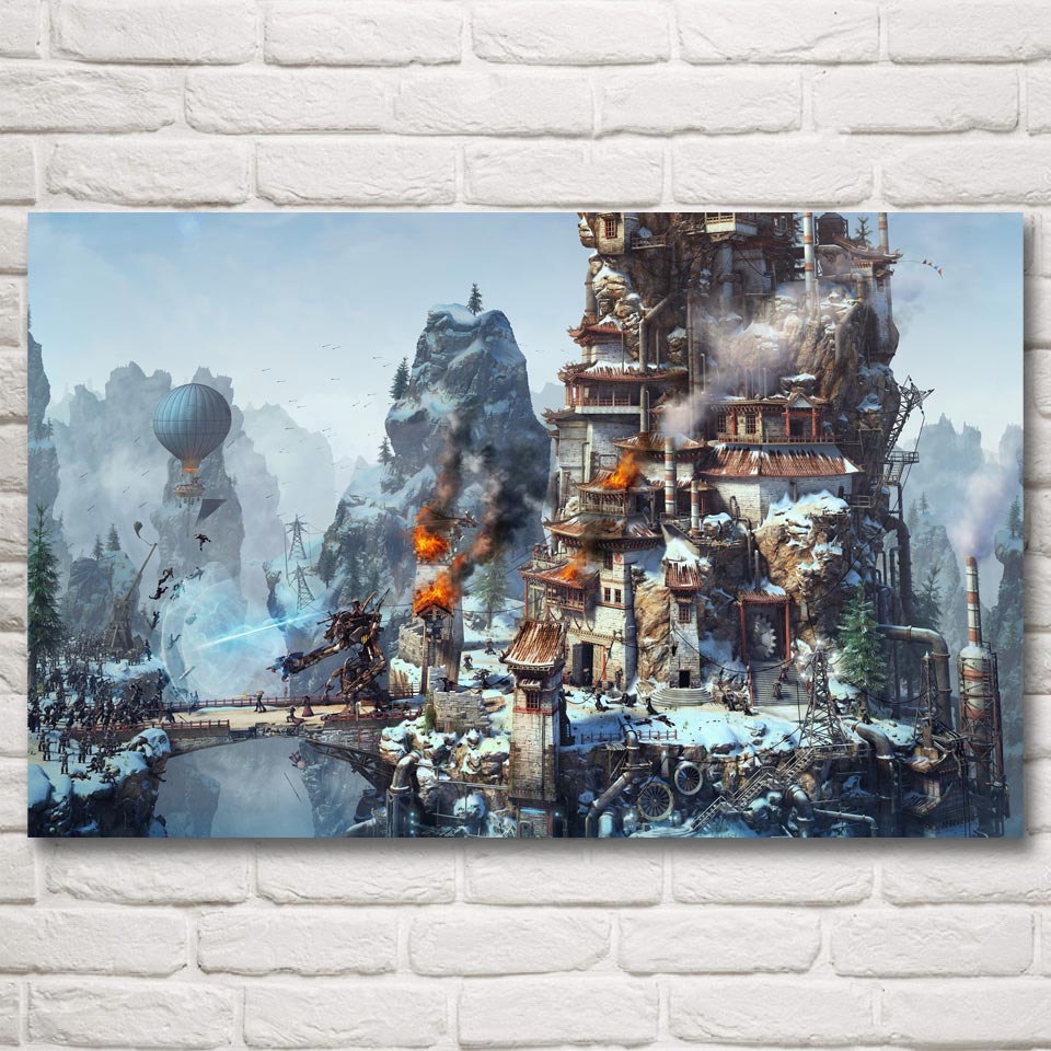 Steampunk mountain world wall art