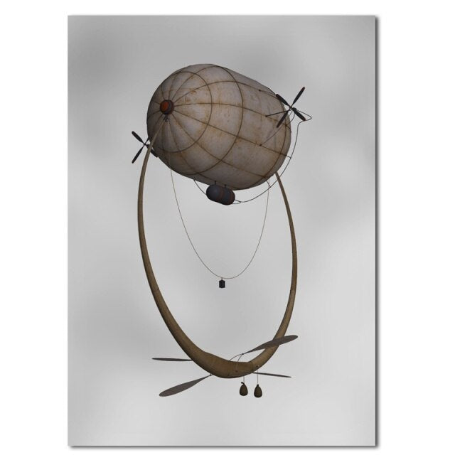 Steampunk airship wall art