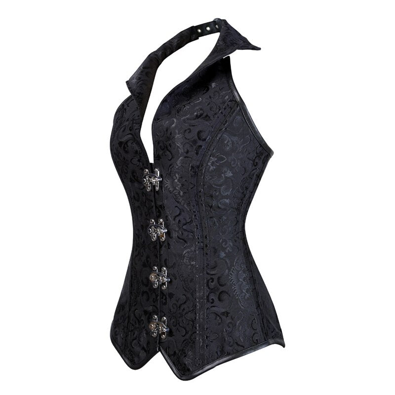 Steampunk jacquard halter corset