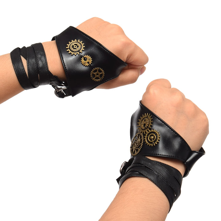 Steampunk lace-up gloves