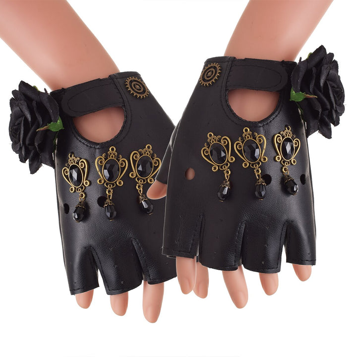 Steampunk gloves with roses