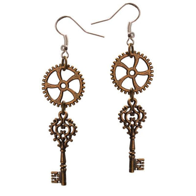 steampunk earrings in key shape