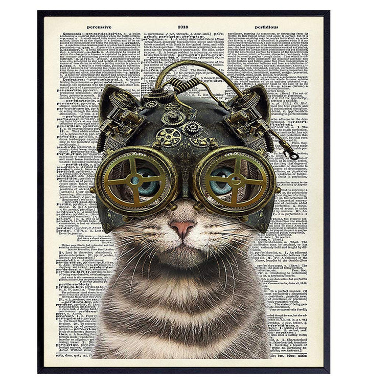 Steampunk diver cat wall art