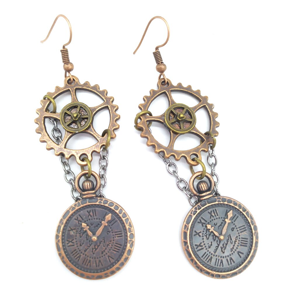 Steampunk clock charm earrings