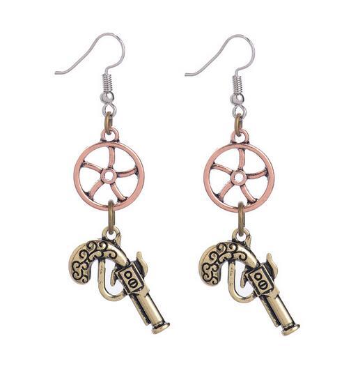 Steampunk gun earrings