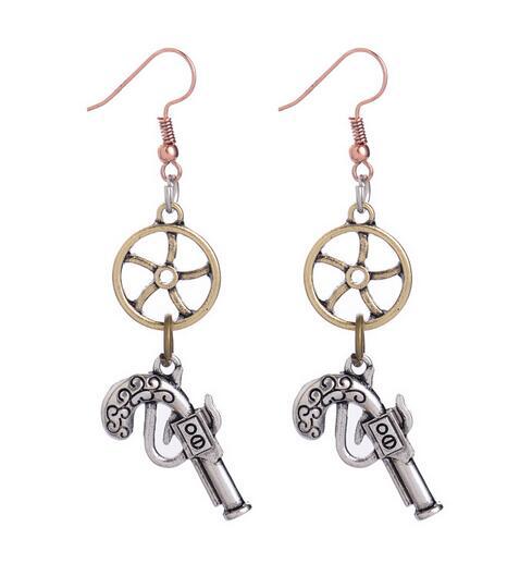 Steampunk gun earrings