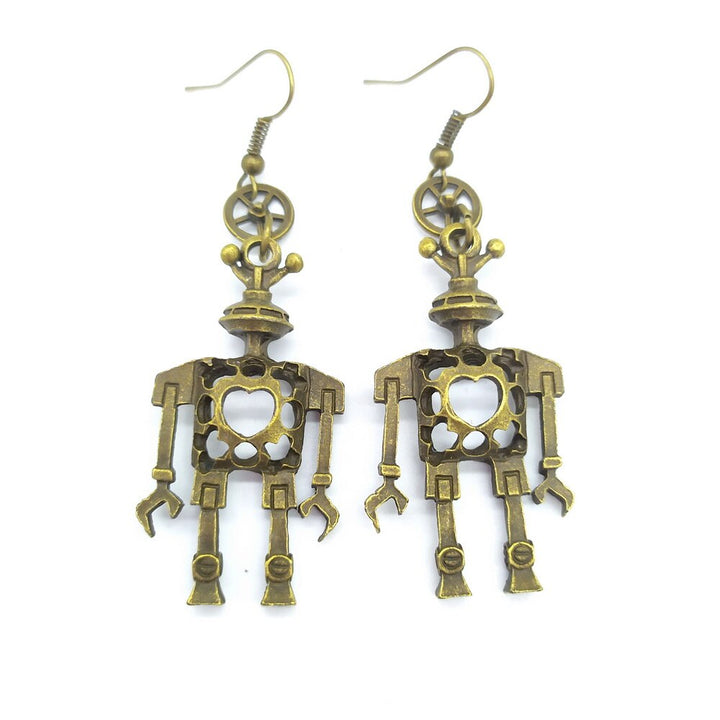 Steampunk heart robots earrings