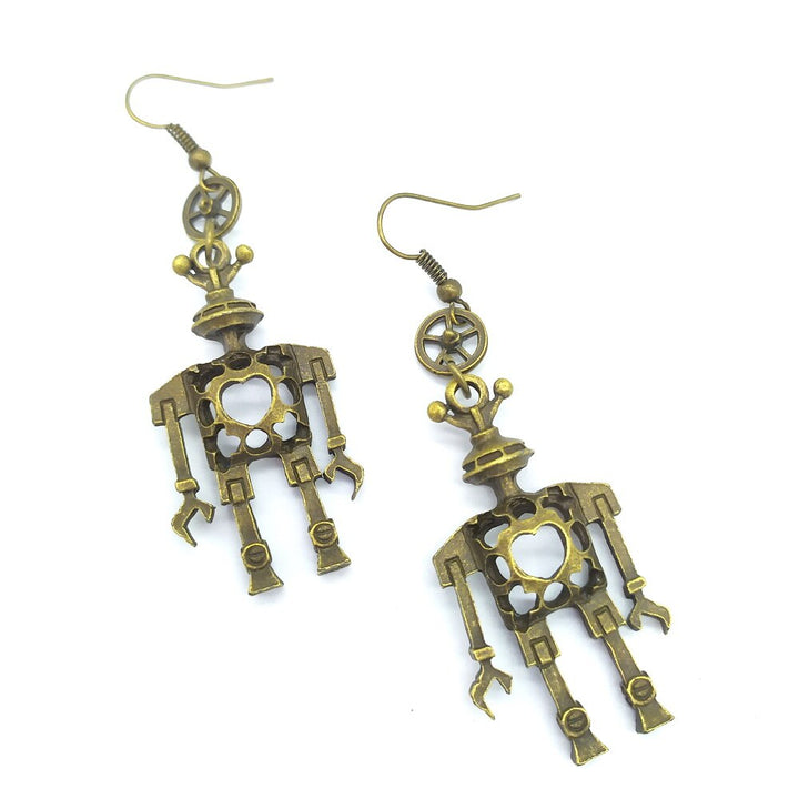 Steampunk heart robots earrings