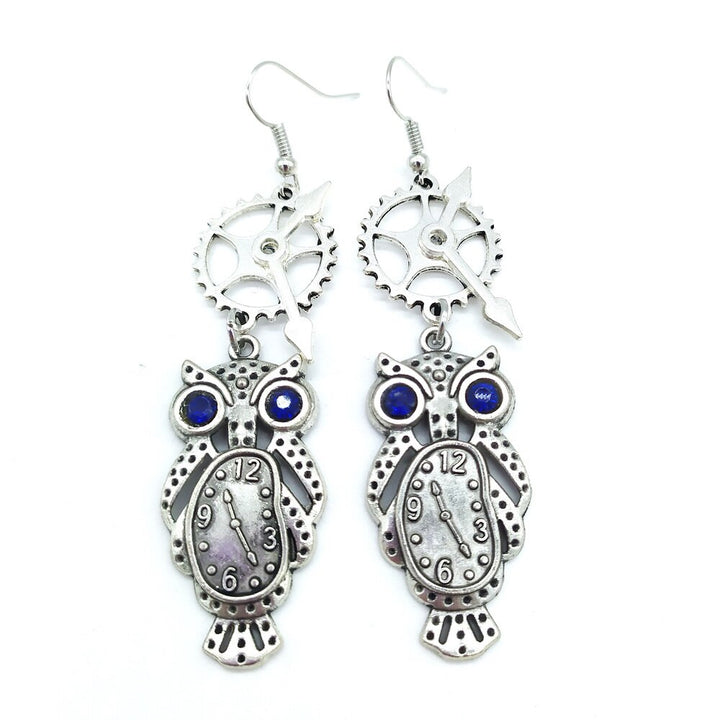 Steampunk antique owl earrings