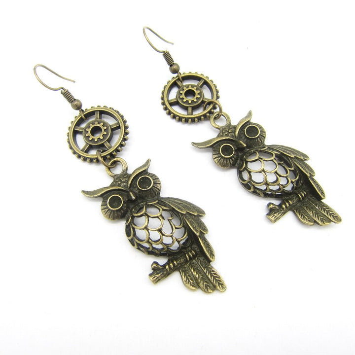 Steampunk owl earrings